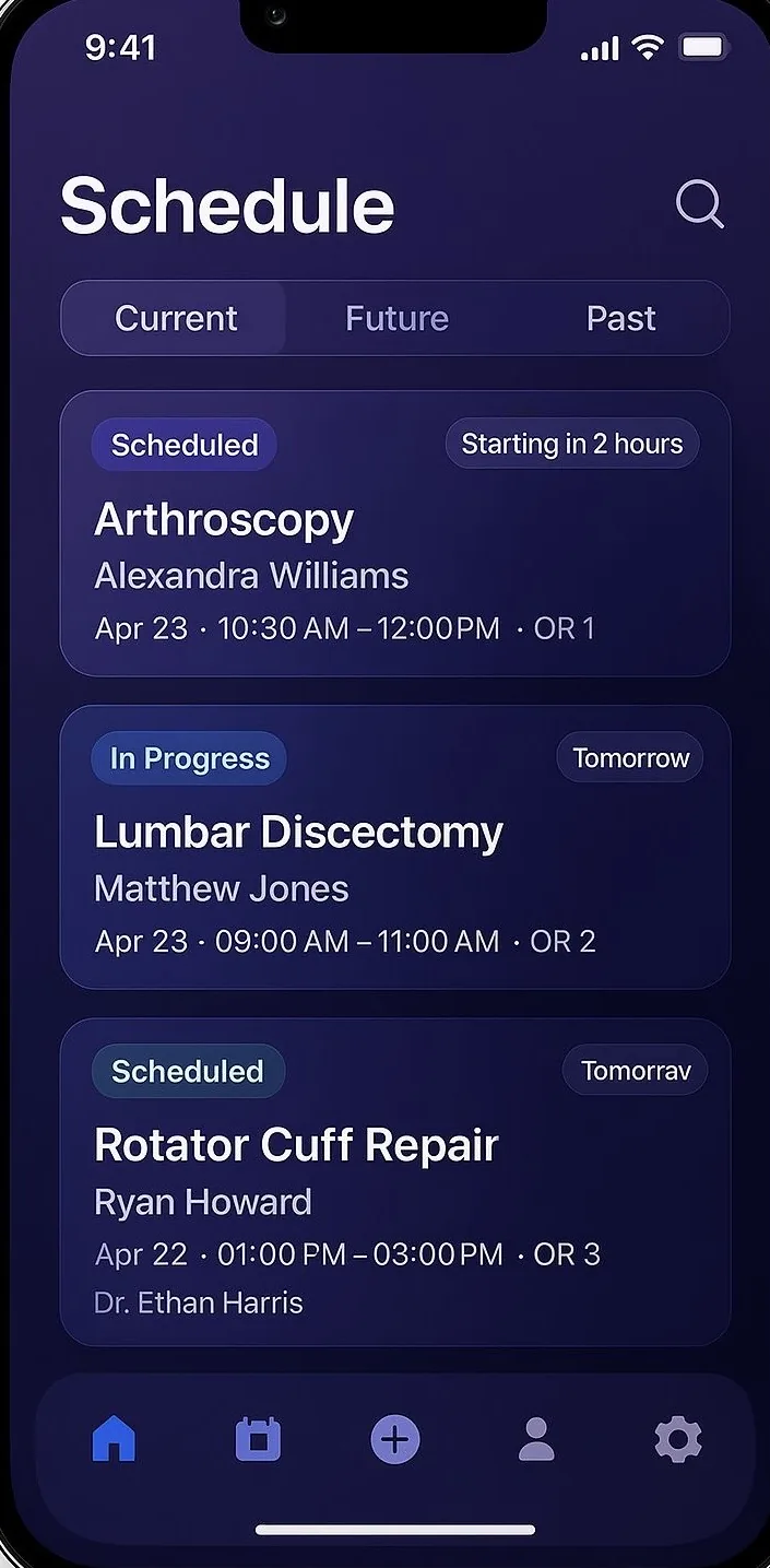 03 · Live surgical queue, staffing allocation, and authorization status